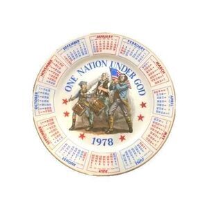 1978 Calendar Plate 'One Nation Under God' Gold Rim Porcelain Spencer Gifts